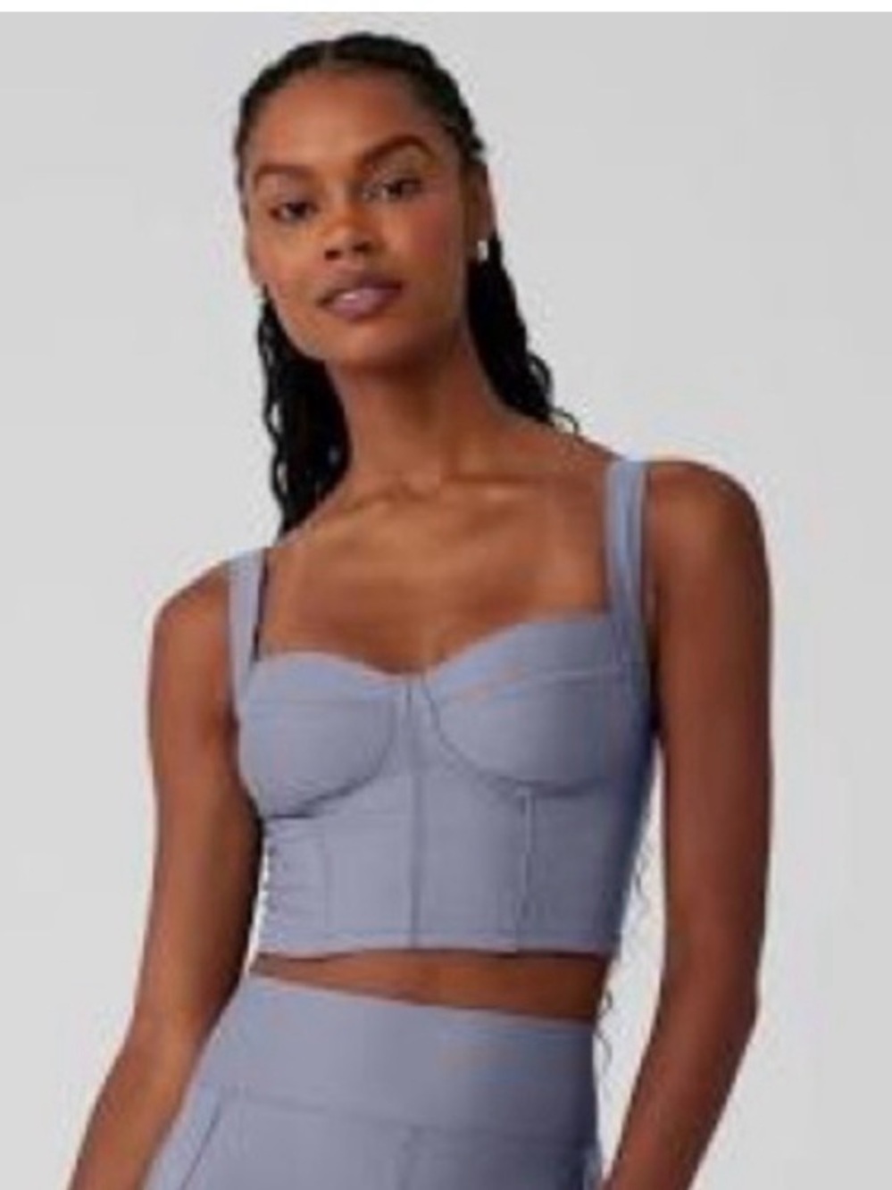 Alo Yoga Airlift Winter Warm Cropped Supermoto Corset Top
Bra Fog size Small